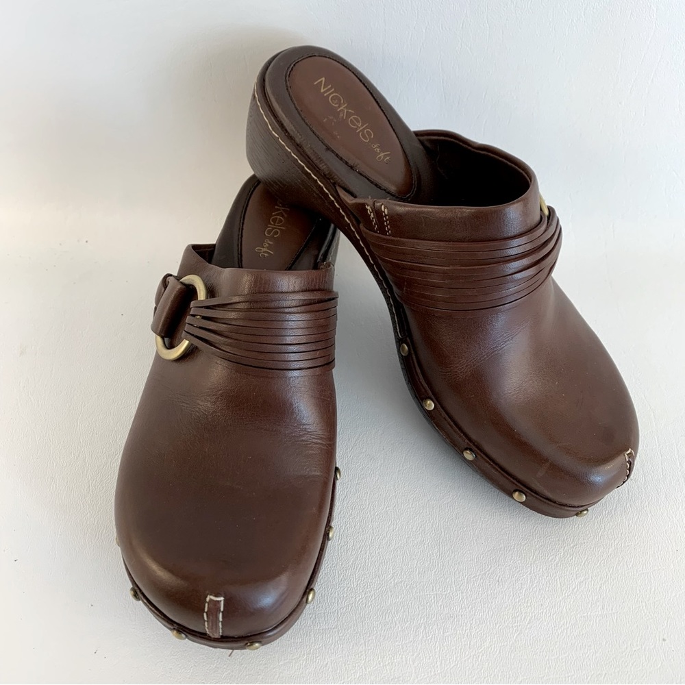 Nickels Soft Vance Brown Leather Clogs